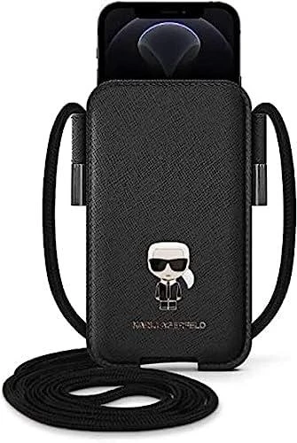 Karl Lagerfeld Torebka KLHCP12LOPHKMK 6,7″ juodos spalvos kietas dėklas Saffiano Ikonik Kar`s