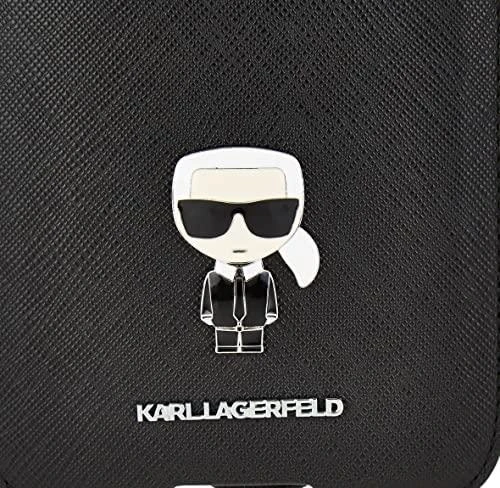 Karl Lagerfeld Torebka KLHCP12LOPHKMK 6,7″ juodos spalvos kietas dėklas Saffiano Ikonik Kar`s