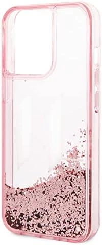 Karl Lagerfeld KLHCP14LLBKLCP iPhone 14 Pro 6,1″rožinės spalvos kietas dėklas Liquid Glitter Big KL