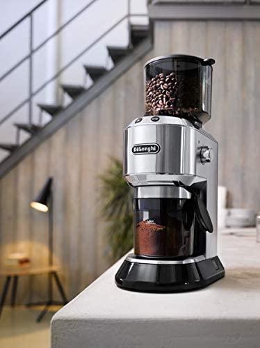 Kavamalė Delonghi kavos malūnėlis KG521.M DEDICA Inox/ juodas, 150 W, 350 g, Puodelių skaičius 14 vnt.