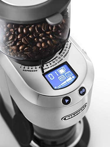 Kavamalė Delonghi kavos malūnėlis KG521.M DEDICA Inox/ juodas, 150 W, 350 g, Puodelių skaičius 14 vnt.