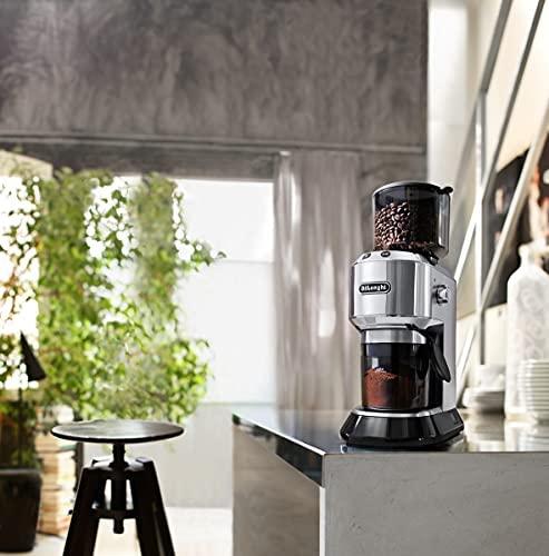 Kavamalė Delonghi kavos malūnėlis KG521.M DEDICA Inox/ juodas, 150 W, 350 g, Puodelių skaičius 14 vnt.