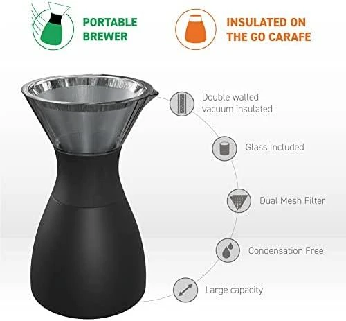 Asobu Pour Over Juodas/Juodas 6 cups