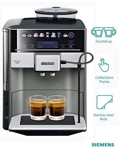SIEMENS Kavos aparatas TE655203RW Slėgis 15 bar, Su pieno plakikliu, Automatinis, 1500 W, Juodas/ stainless steel