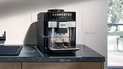 SIEMENS Kavos aparatas TE655203RW Slėgis 15 bar, Su pieno plakikliu, Automatinis, 1500 W, Juodas/ stainless steel