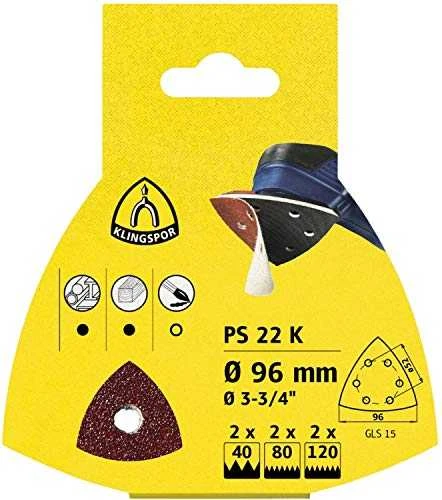 KLINGSPOR SAVIKAMPIS TRIKAMPIS ABRAZYVINIS DISKAS 96mm PS22K storio. 60 GLS15 /50 vnt.