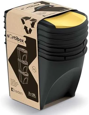 Prosperplast Krepšys Keden SORTI BOX 4x35L šiukšliadėžė - juoda, skirta perdirbti