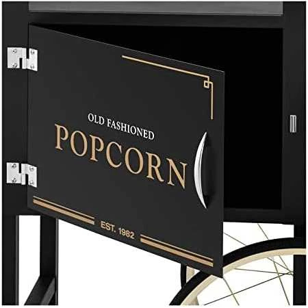 Royal Catering Vežimėlio pagrindas spragėsių mašinai su retro spintele 51 x 37 cm - juodos ir auksinės spalvos