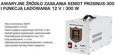 Nepertraukiamo maitinimo šaltinis 300W 12V/230VAC sinusas KEMOT - juodas