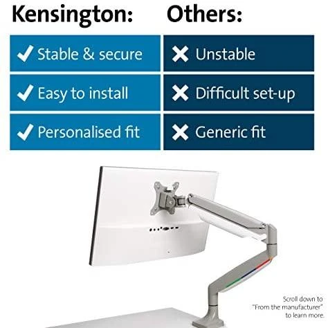 Leitz Kensington K55470EU stalinis plokščiųjų ekranų laikiklis 81,3 cm (32") Gnybtas / varžtai Pilka, Sidabras