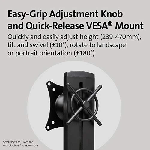 Kensington K55512WW SmartFit Space-Saving Single Monitorius Arm Monitoriaus laikiklis, Juoda