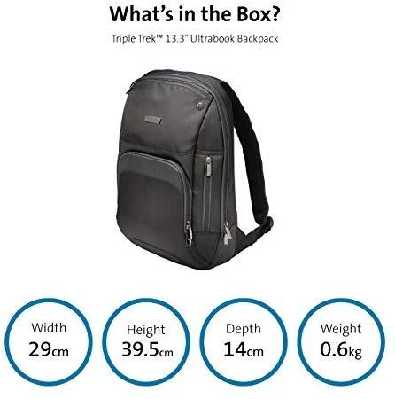 Leitz Kuprinė KENSINGTON Triple Trek™ 13.3”, balistinis nailonas, juoda sp.