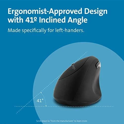 Kensington Pro Fit Ergo Pelė linkshnder belaidė. juodas