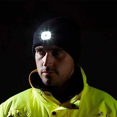 Portwest Žieminė kepurė su LED žibintuvėliu, juoda