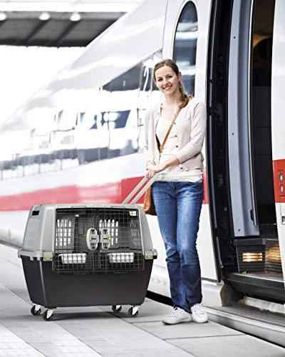RECORD GULLIVER TOURING IATA 80 cm transportavimo dėžė su dubenėliu, metalinėmis grotelėmis su užraktu pilka/juoda