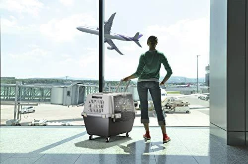 RECORD GULLIVER TOURING IATA 80 cm transportavimo dėžė su dubenėliu, metalinėmis grotelėmis su užraktu pilka/juoda