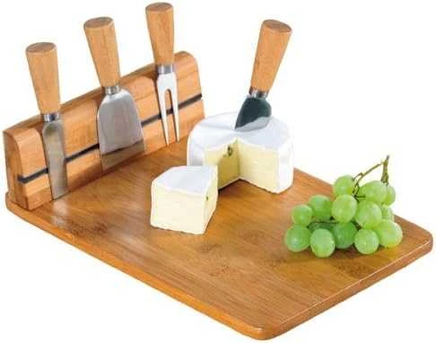 Excellent Houseware Bambukinė sūrio lenta su peiliais 5 vnt.