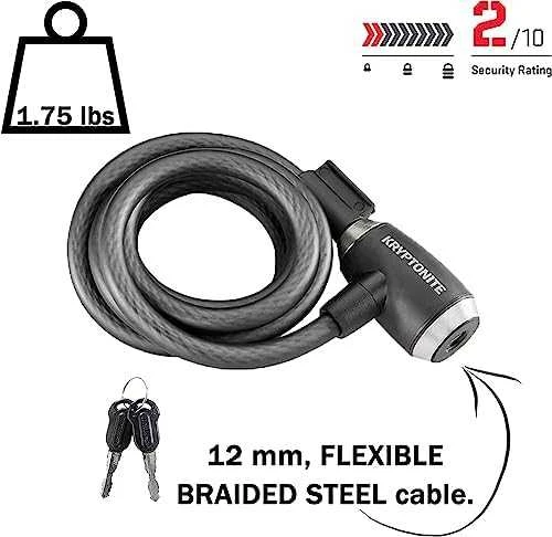 Kryptonite dviračio užraktas / trosas Kryptonite Kryptoflex 1218 Raktų kabelis 12mm / 180cm su laikikliu