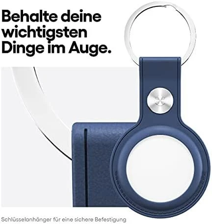 Mėlynas „KeyBudz AirTag“ raktų pakabukas – apsauginis odinis dėklas, skirtas „AirTag“ (kobalto mėlynas)