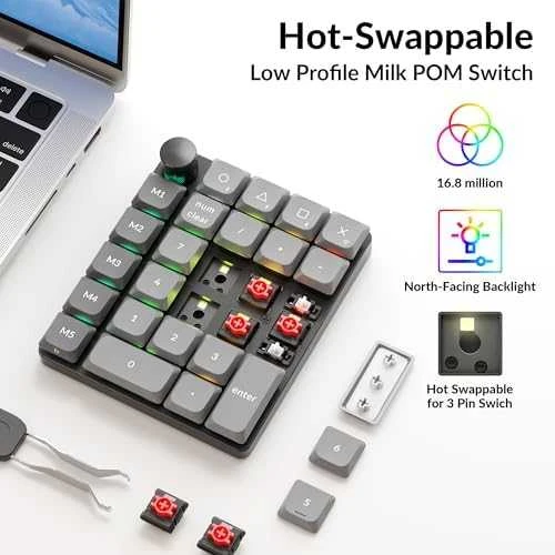 Keychron K0 Max Wireless (K0M-H1) – US išdėstymas – Hot-Swappable Super Raudona – Juodas (Juoda) Mechaninė Belaidė Žaidimų Klaviatūra