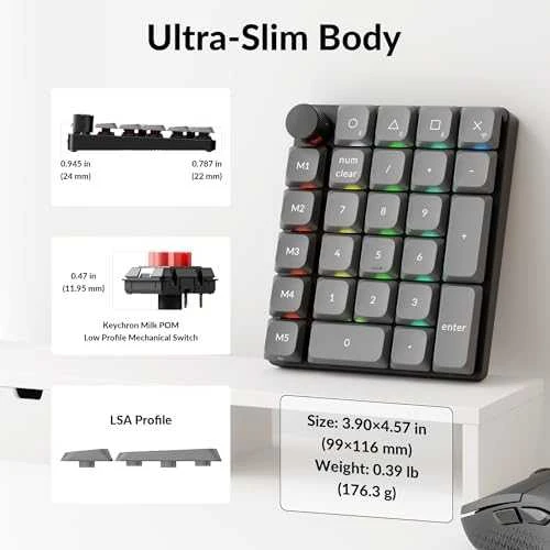 Keychron K0 Max Wireless (K0M-H1) – US išdėstymas – Hot-Swappable Super Raudona – Juodas (Juoda) Mechaninė Belaidė Žaidimų Klaviatūra