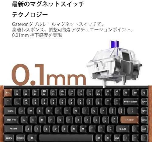 Keychron K2 HE Wireless (K2H-F1) - US išdėstymas - Hot-Swappable Gateron Magnetic Nebula - Carbon Juodas (Juoda) Magnetinė Belaidė Žaidimų Klaviatūra