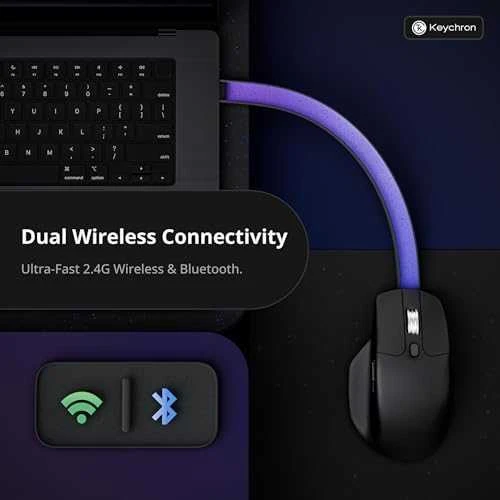 Belaidė kompiuterio pelė Keychron M6 8K (M6S-A23 All Silent Micro Switch) | 8000Hz | Juoda