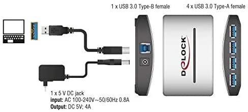 Delock USB 3.0 išorinis šakotuvas 4 prievadas su maitinimo šaltiniu
