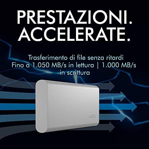 Kietasis diskas LaCie išorinis nešiojamas SSD v2 (2,5 colio / 1 TB / USB 3.1 C tipo)