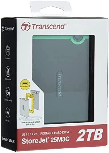 TRANSCEND 2TB 2.5" Išorinis kietasis diskas HDD StoreJet M3 slim Type C