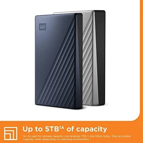 Kietasis diskas Western Digital My Passport Ultra 4TB Mėlyna USB-C/USB3.0 HDD 2,5 colio metalo apdaila RTL nešiojamas išorinis