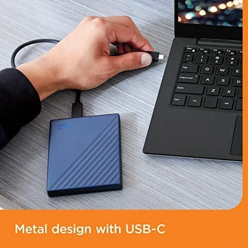 Kietasis diskas Western Digital „My Passport Ultra 2TB“ Mėlyna USB-C/USB3.0 HDD 2,5 colio metalinės apdailos RTL nešiojamas išorinis diskas
