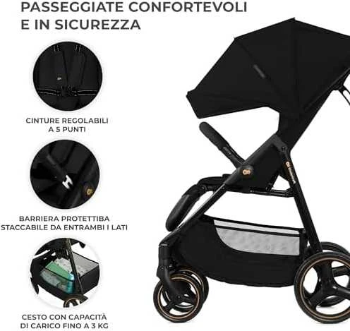 KINDERKRAFT vežimėlis TRIG 3 ONYX Juodas, KSTRIG03BLK0000