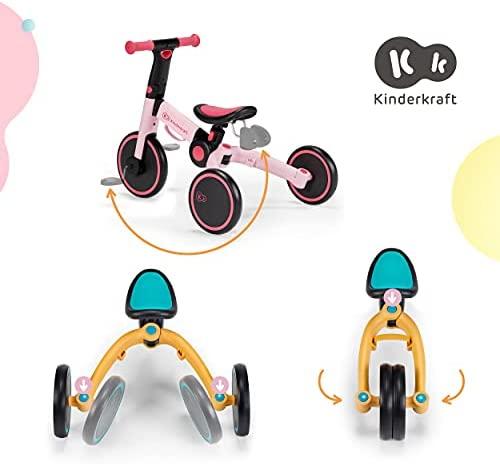 Kinderkraft sulankstomas vaikiškas triratukas 3 viename 4TRIKE KR4TRI00PNK0000, rožinis