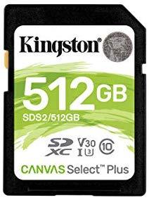 Atminties kortelė KINGSTON 512GB SDXC Canvas Select Plus 100R C10 UHS-I U3 V30