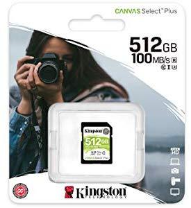 Atminties kortelė KINGSTON 512GB SDXC Canvas Select Plus 100R C10 UHS-I U3 V30
