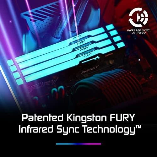 RAM „Kingston KF556C40BBA-16“ 16 GB 5600 MT/s DDR5 CL40 DIMM FURY Beast RGB | Kingstonas