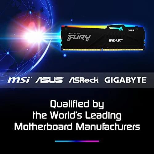 RAM „Kingston KF556C40BBA-16“ 16 GB 5600 MT/s DDR5 CL40 DIMM FURY Beast RGB | Kingstonas