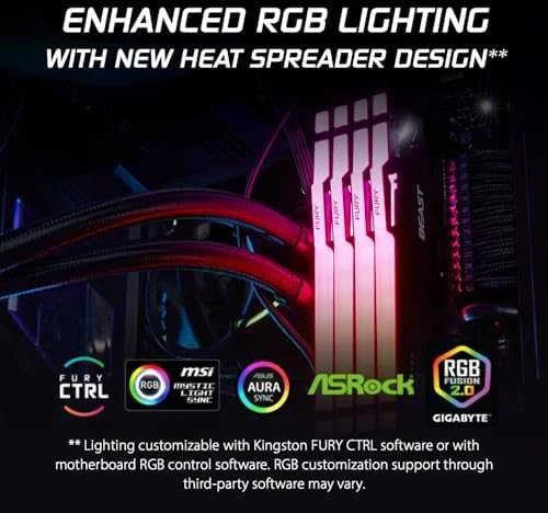 RAM Kingston 64GB 6000MT/s DDR5 CL30 DIMM (2 vnt. rinkinys) FURY Beast RGB EXPO