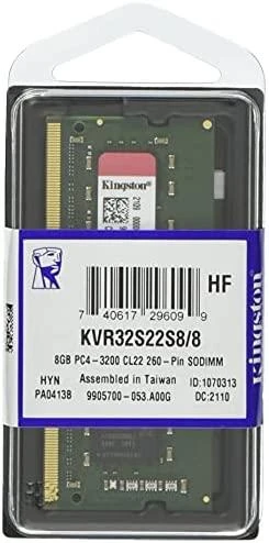 Nešiojamo kompiuterio atmintis Kingston Technology ValueRAM KVR32S22S8/8 atminties modulis 8 GB 1 x 8 GB DDR4 3200 MHz