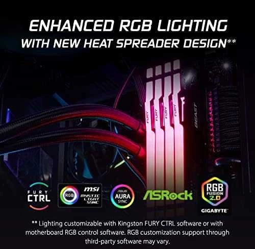 RAM KINGSTON 32GB 6000MT/s DDR5 CL36 DIMM FURY Beast RGB EXPO rinkinys (2 vnt.)