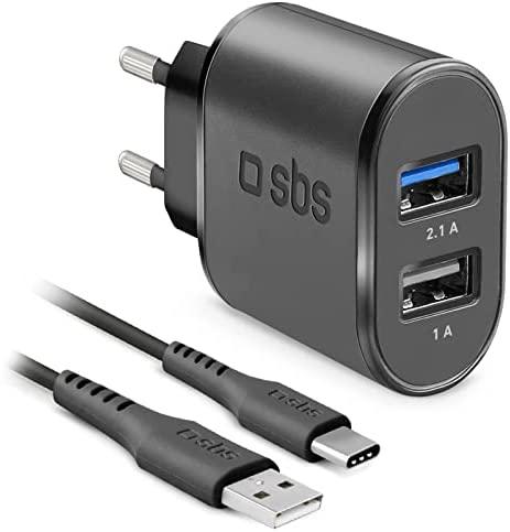 SBS USB kelioninis įkrovimo rinkinys su Type-C kabeliu, skirta patalpoms, AC, USB, 5 V, 1 m, juodas