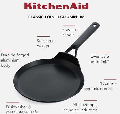 KitchenAid - Klasikinė kaltinė blyninė - juoda - 24 cm
