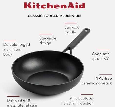 KitchenAid - Klasikinė kaltinė voko keptuvė - juoda - 28 cm