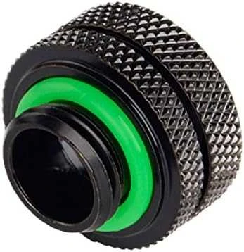 Bitspower daugiajungtis adapteris, jungiantis tiesų G1/4 colio vidinį sriegį su 14 mm išorinio skersmens kietu vamzdžiu – matinis juodas