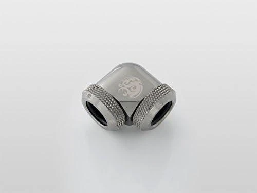 Bitspower Multi-Link adapteris 90 laipsnių 12mm OD iki 12mm OD kietas vamzdelis - blizgus juodas