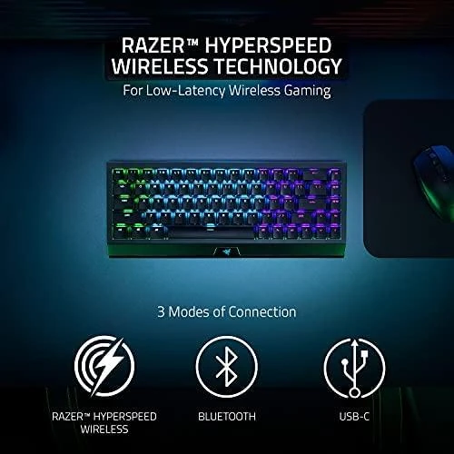 Belaidė 65% Klaviatūra Razer BlackWidow V3 Mini HyperSpeed Phantom Edition, Green Switch, US išdėstymas