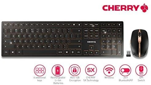 CHERRY DW 9000 SLIM klaviatūra RF belaidė + Bluetooth QWERTY Anglų (JAV) Juoda