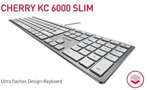 CHERRY KC 6000 SLIM klaviatūra USB QWERTZ Vokiečių Sidabras