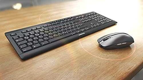 Klaviatūra CHERRY STREAM DESKTOP rinkinys su pele, bevielis, FR išdėstymas, juodas
